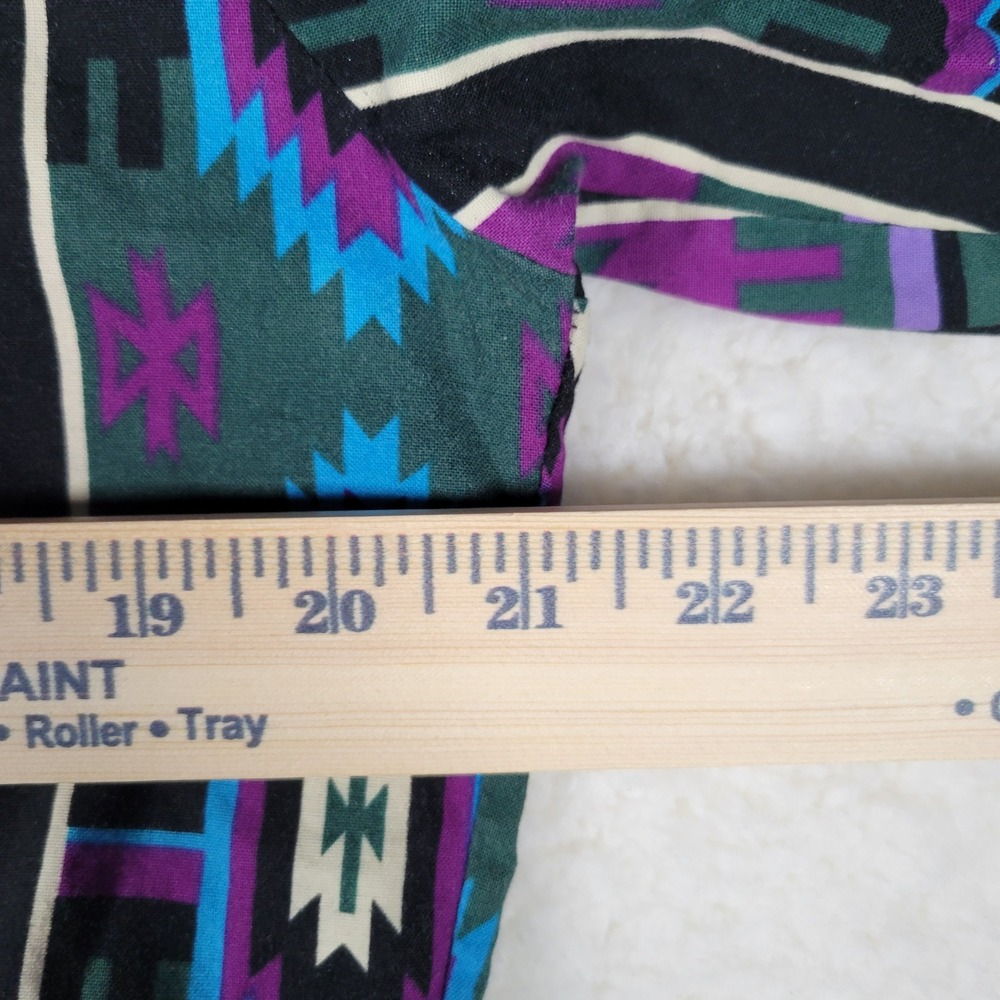 Vintage Roper Mens L Southwestern Geometric Western Button Dwn Shirt Purple Teal - Picture 5 of 12